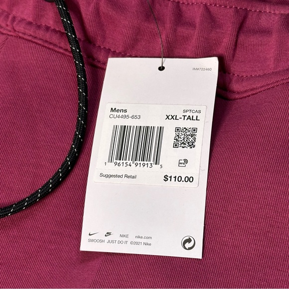 Nike Sportswear Tech Fleece Men’s Size XXL-Tall Rosewood Jogger Pants CU4495-653 - Picture 6 of 9